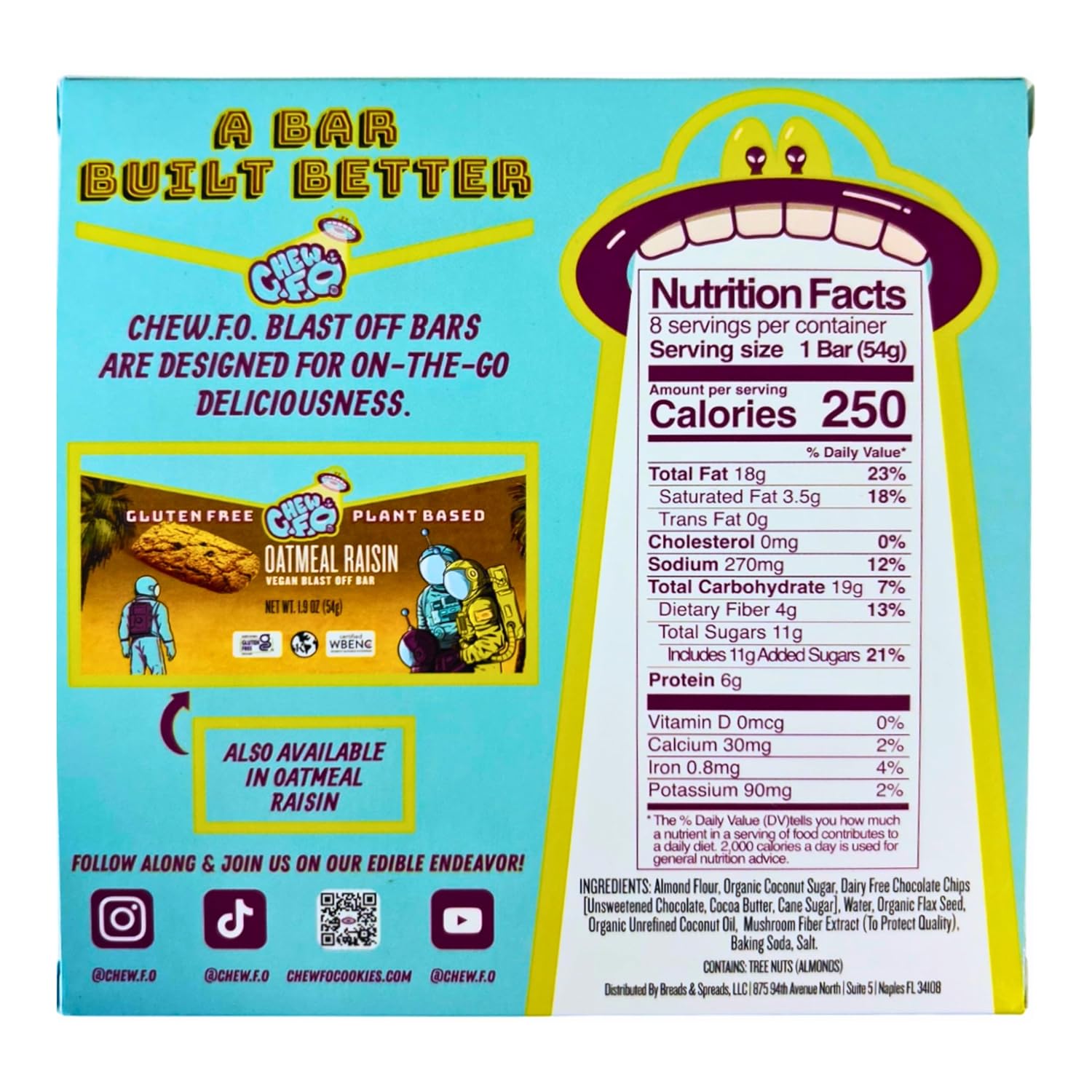 CHEW. F. O. Blast Off Bar, Oatmeal Raisin, 1.9 oz, 8-count